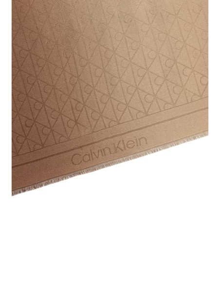 Écharpe beige motif Calvin Klein femme