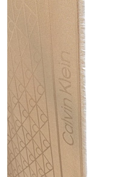 Écharpe beige motif Calvin Klein femme