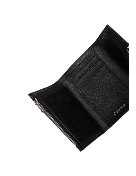 Portefeuille noir cuir zippé Calvin Klein femme