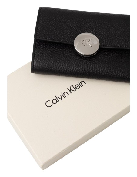 Portefeuille noir cuir zippé Calvin Klein femme