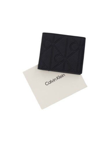 Portefeuille Calvin Klein cuir noir embossé