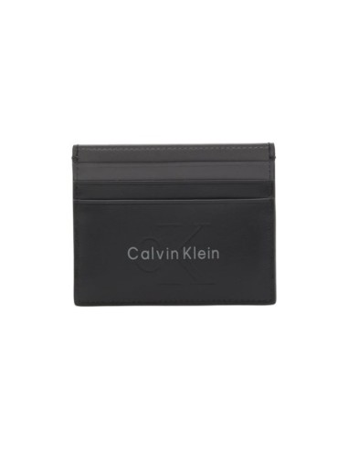 Porte-cartes Calvin Klein cuir noir zippé
