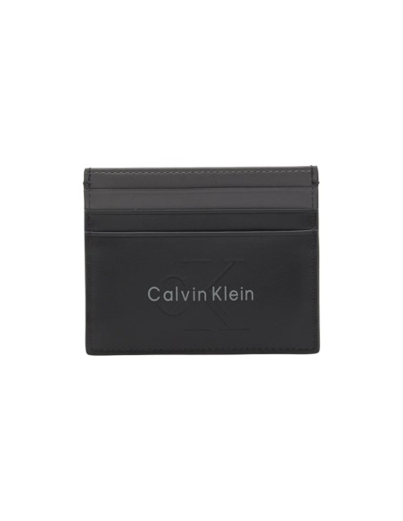 Porte-cartes Calvin Klein cuir noir zippé