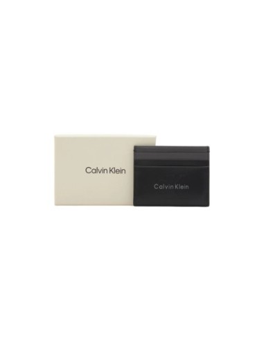 Porte-cartes Calvin Klein cuir noir zippé
