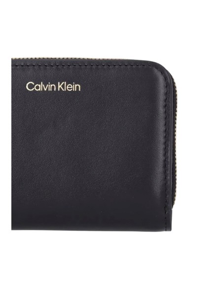 Portefeuille noir cuir compact Calvin Klein femme