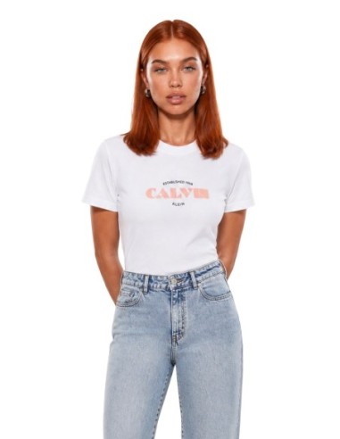 T-shirt blanc imprimé Calvin Klein Jeans femme