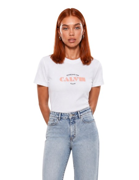 T-shirt blanc imprimé Calvin Klein Jeans femme