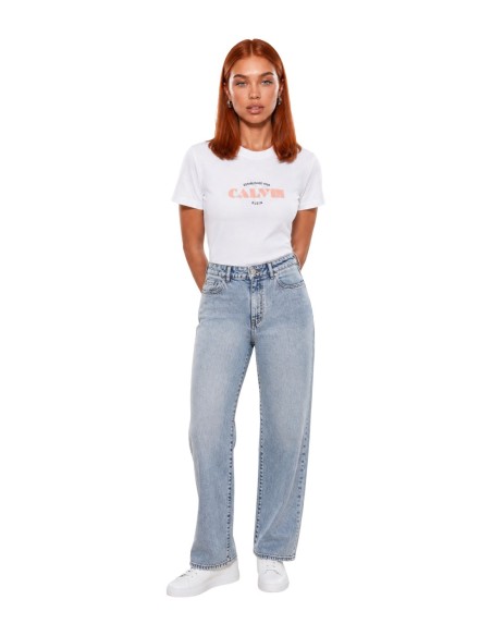 T-shirt blanc imprimé Calvin Klein Jeans femme