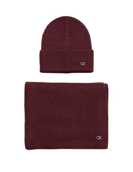 Écharpe bordeaux laine-cachemire Calvin Klein femme