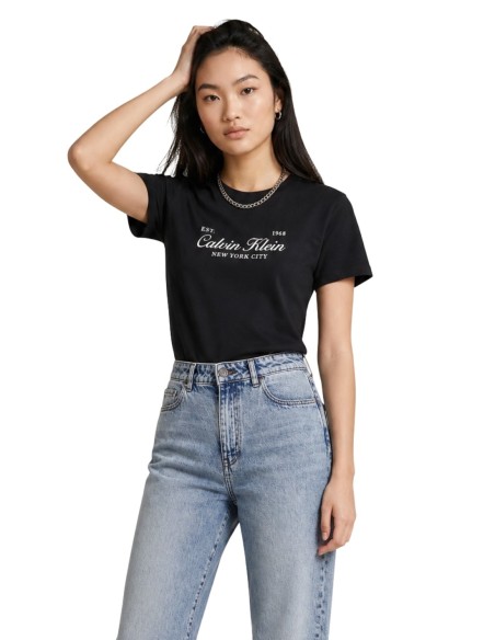 T-shirt noir imprimé Calvin Klein Jeans femme