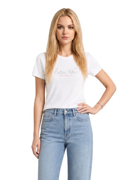 T-shirt blanc imprimé Calvin Klein Jeans femme