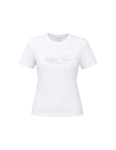 T-shirt blanc imprimé Calvin Klein Jeans femme