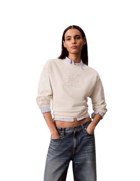 Sweat blanc coton Calvin Klein Jeans femme