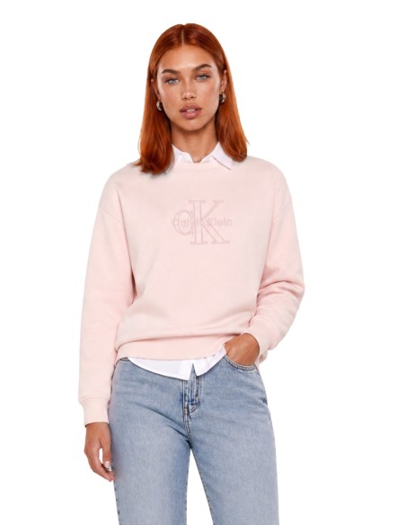 Sweat rose coton Calvin Klein Jeans femme
