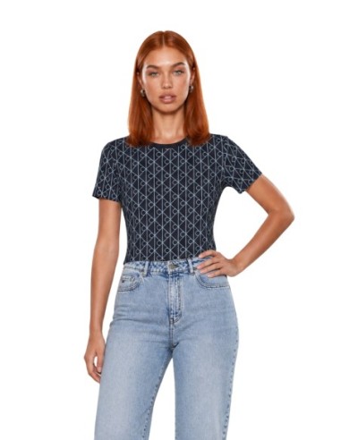 T-shirt bleu géométrique Calvin Klein Jeans femme