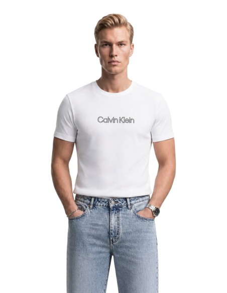 T-shirt blanc imprimé Calvin Klein Jeans homme