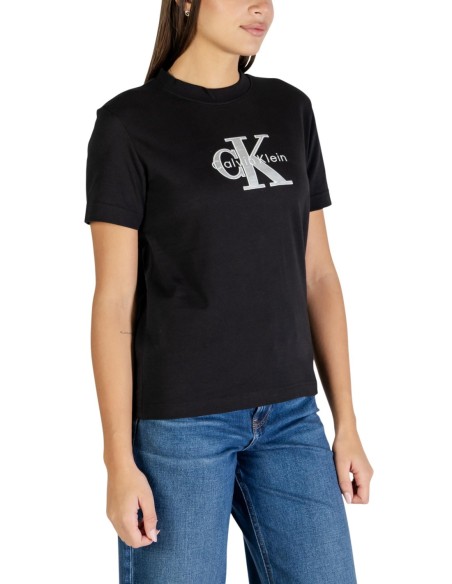 T-shirt noir imprimé Calvin Klein Jeans femme