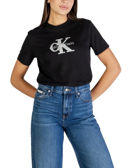 T-shirt noir imprimé Calvin Klein Jeans femme