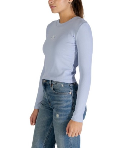 T-shirt bleu azur manches longues Calvin Klein Jeans femme