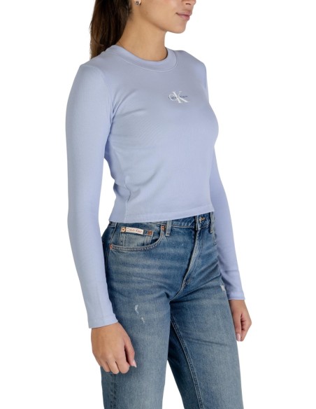 T-shirt bleu azur manches longues Calvin Klein Jeans femme