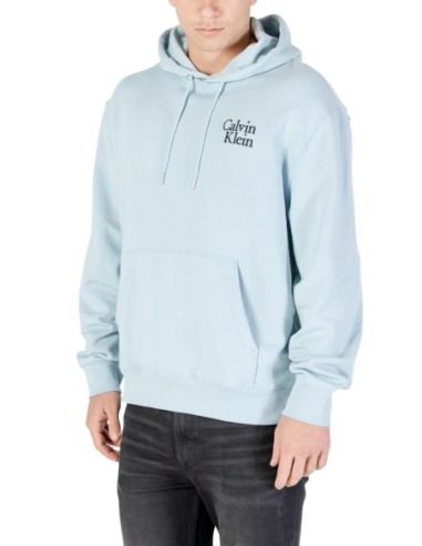 Sweat bleu azur à capuche Calvin Klein Jeans homme