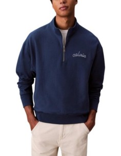 Sweat bleu zippé Calvin Klein Jeans homme
