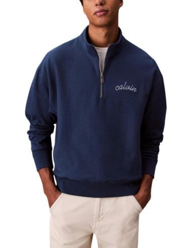 Sweat bleu zippé Calvin Klein Jeans homme