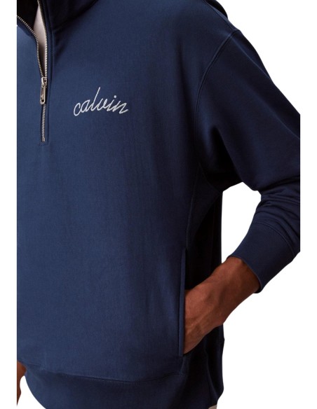 Sweat bleu zippé Calvin Klein Jeans homme