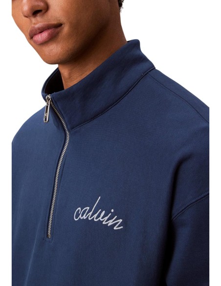 Sweat bleu zippé Calvin Klein Jeans homme