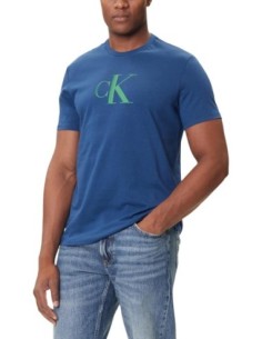 T-shirt bleu imprimé Calvin Klein Jeans homme