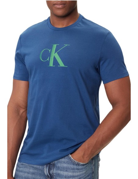 T-shirt bleu imprimé Calvin Klein Jeans homme