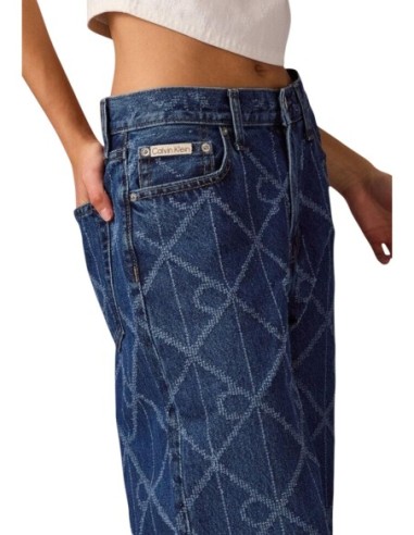 Jeans bleu motif géométrique Calvin Klein Jeans femme