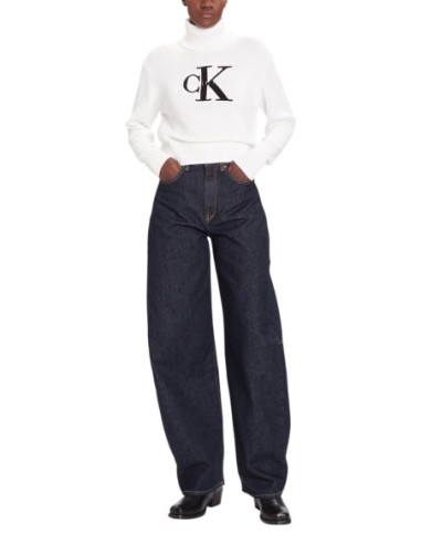 Pull blanc imprimé Calvin Klein Jeans femme