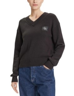 Pull noir en V Calvin Klein Jeans femme