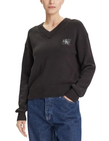 Pull noir en V Calvin Klein Jeans femme