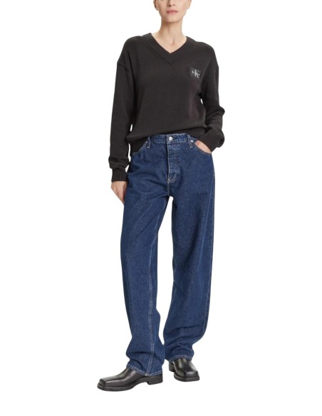 Pull noir en V Calvin Klein Jeans femme
