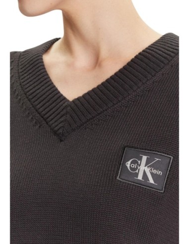 Pull noir en V Calvin Klein Jeans femme