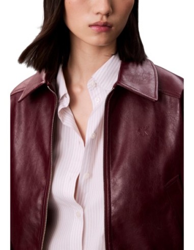 Veste bordeaux effet cuir Calvin Klein Jeans femme