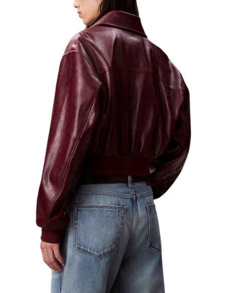 Veste bordeaux effet cuir Calvin Klein Jeans femme