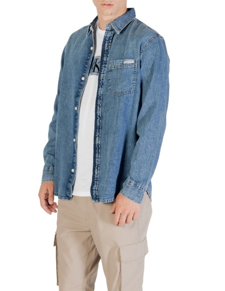 Chemise bleue coton Calvin Klein Jeans homme