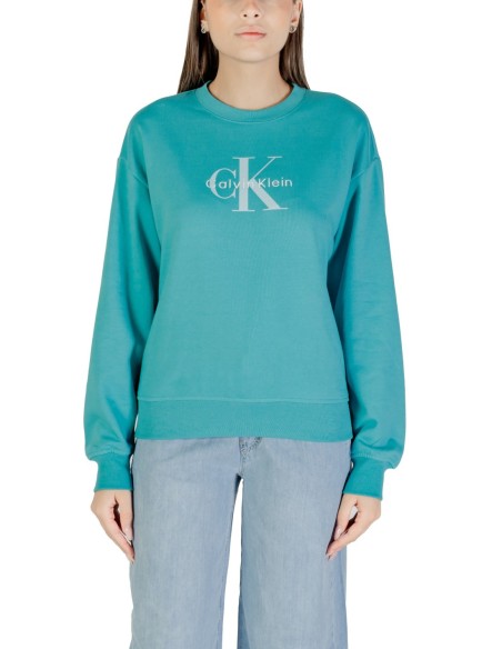 Sweat bleu azur imprimé Calvin Klein Jeans femme