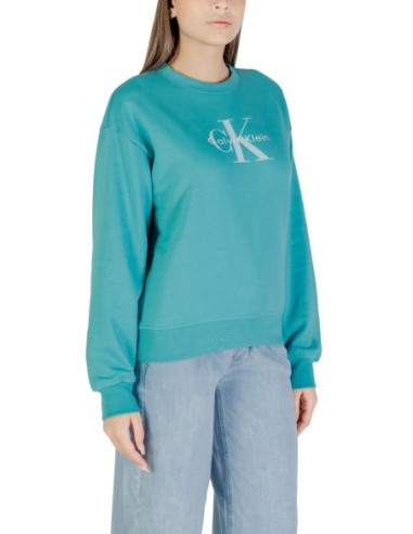 Sweat bleu azur imprimé Calvin Klein Jeans femme