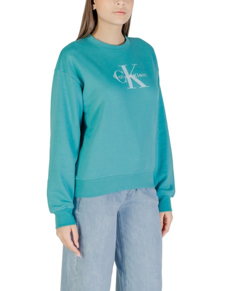 Sweat bleu azur imprimé Calvin Klein Jeans femme