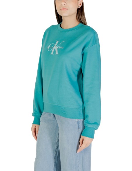 Sweat bleu azur imprimé Calvin Klein Jeans femme