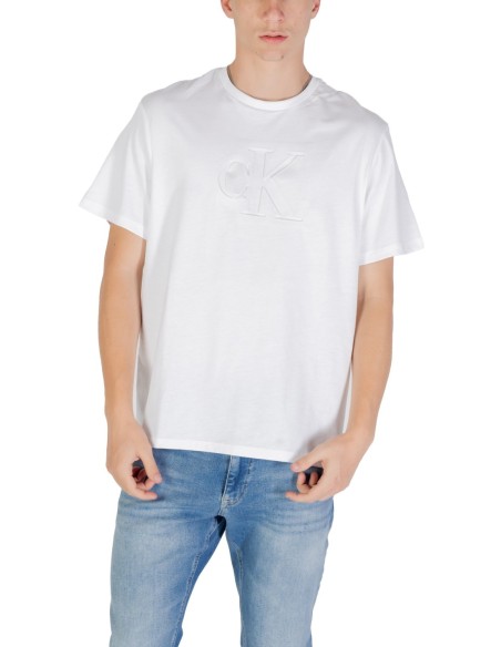 T-shirt blanc imprimé Calvin Klein Jeans homme