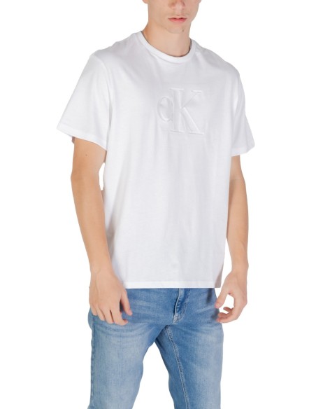 T-shirt blanc imprimé Calvin Klein Jeans homme