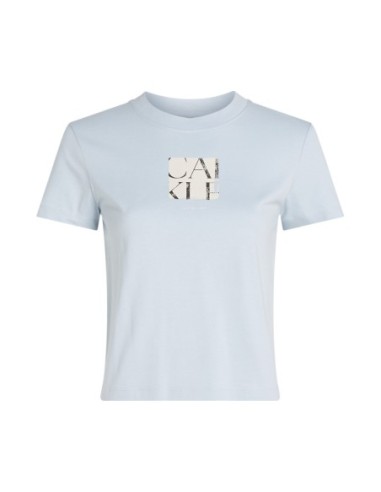 T-shirt bleu azur imprimé Calvin Klein Jeans femme