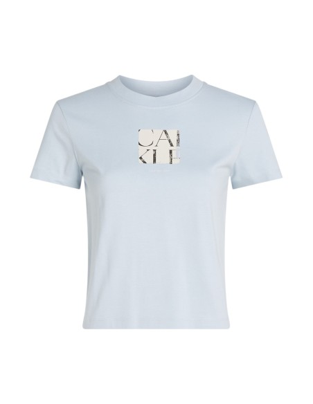 T-shirt bleu azur imprimé Calvin Klein Jeans femme