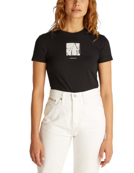 T-shirt noir imprimé Calvin Klein Jeans femme