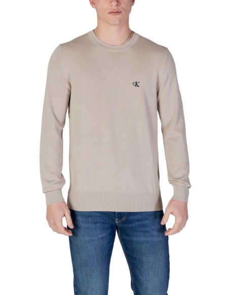 Pull beige coton bio Calvin Klein Jeans homme